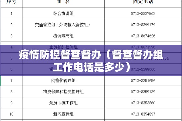 疫情防控督查督办（督查督办组工作电话是多少）