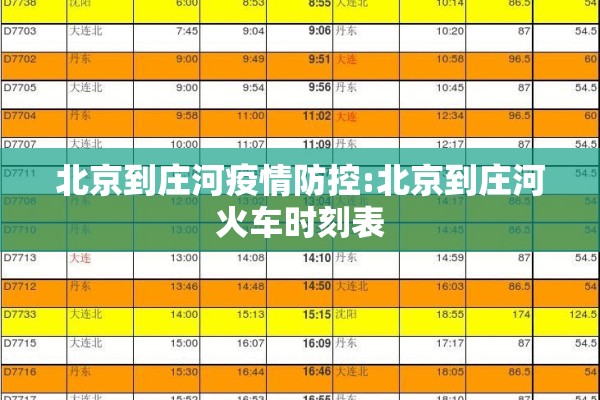 北京到庄河疫情防控:北京到庄河火车时刻表