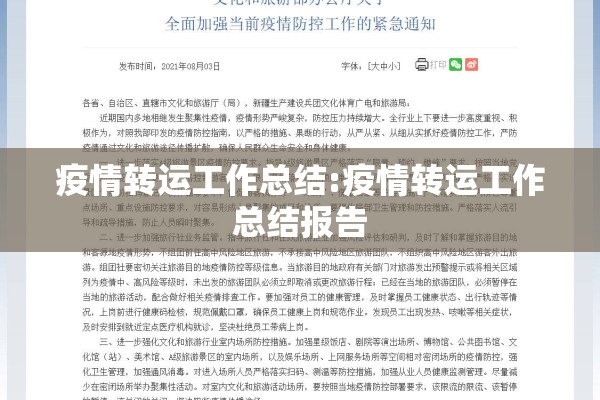疫情转运工作总结:疫情转运工作总结报告 疫情转运工作总结:疫情转运工作总结报告