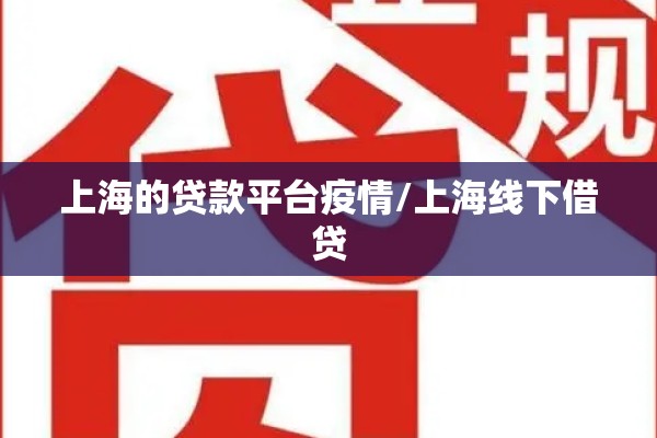 上海的贷款平台疫情/上海线下借贷