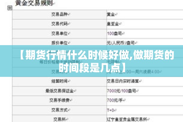 【期货行情什么时候好做,做期货的时间段是几点】 【期货行情什么时候好做,做期货的时间段是几点】