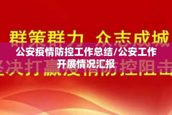 公安疫情防控工作总结/公安工作开展情况汇报