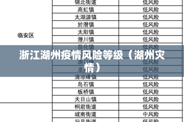浙江湖州疫情风险等级（湖州灾情）