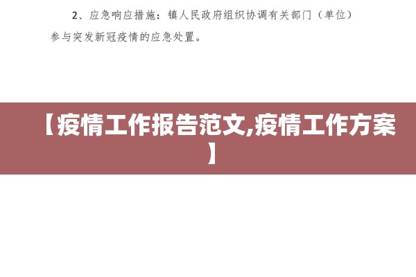 【疫情工作报告范文,疫情工作方案】