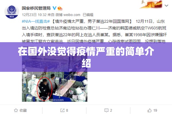 在国外没觉得疫情严重的简单介绍 在国外没觉得疫情严重的简单介绍