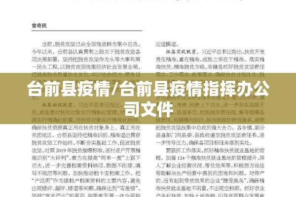 台前县疫情/台前县疫情指挥办公司文件