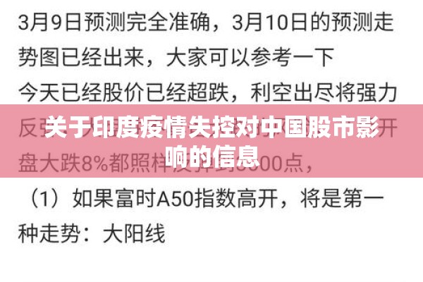 关于印度疫情失控对中国股市影响的信息