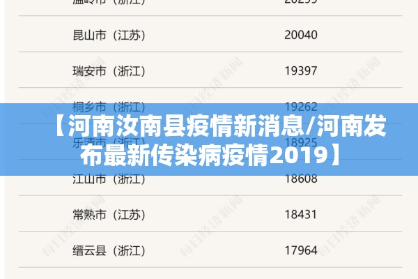 【河南汝南县疫情新消息/河南发布最新传染病疫情2019】