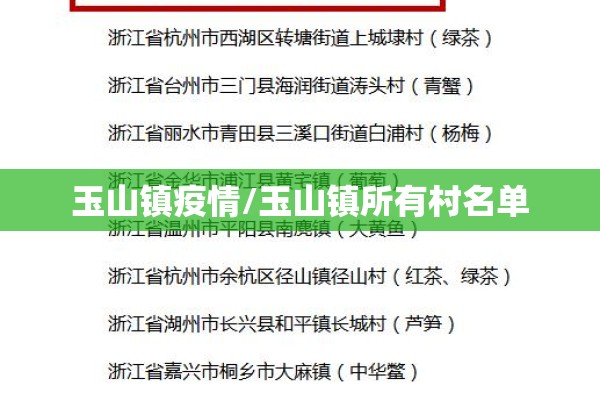 玉山镇疫情/玉山镇所有村名单
