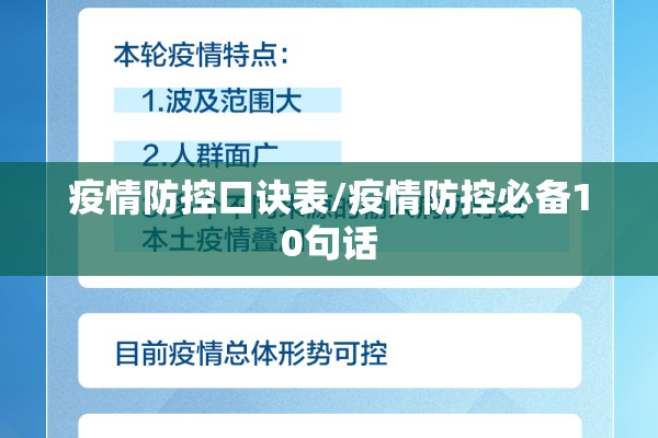 疫情防控口诀表/疫情防控必备10句话