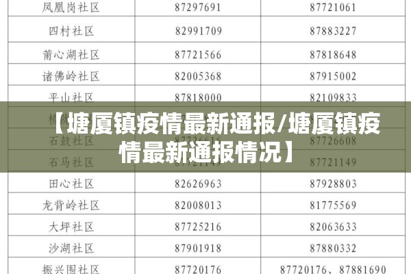 【塘厦镇疫情最新通报/塘厦镇疫情最新通报情况】 【塘厦镇疫情最新通报/塘厦镇疫情最新通报情况】