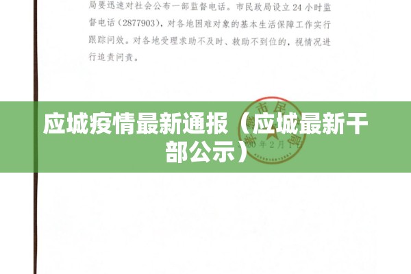 应城疫情最新通报（应城最新干部公示）