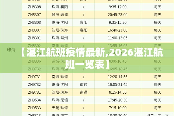【湛江航班疫情最新,2026湛江航班一览表】