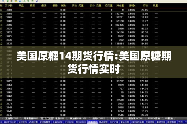 美国原糖14期货行情:美国原糖期货行情实时