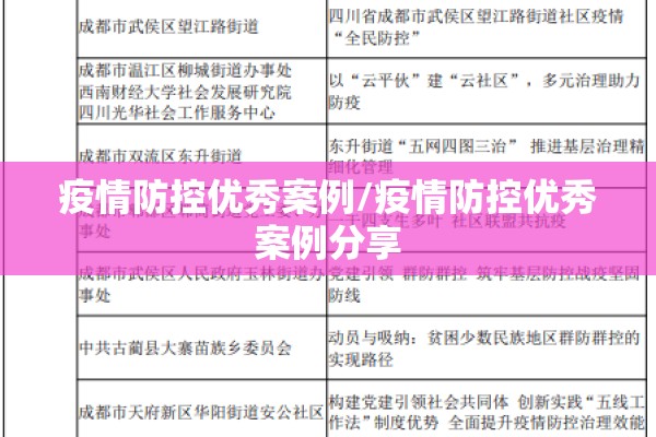 疫情防控优秀案例/疫情防控优秀案例分享