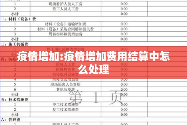 疫情增加:疫情增加费用结算中怎么处理
