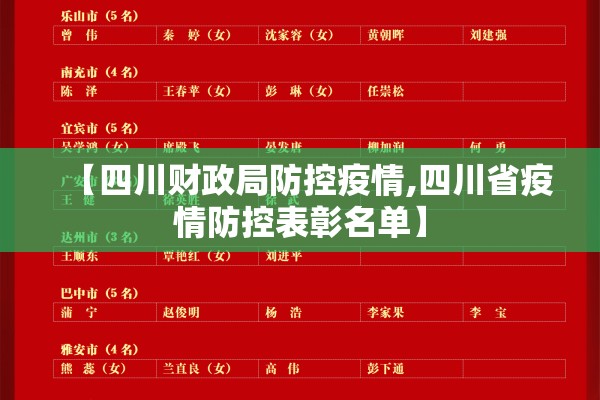 【四川财政局防控疫情,四川省疫情防控表彰名单】