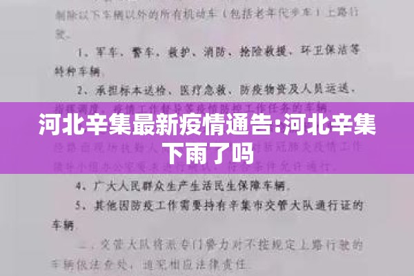 河北辛集最新疫情通告:河北辛集下雨了吗