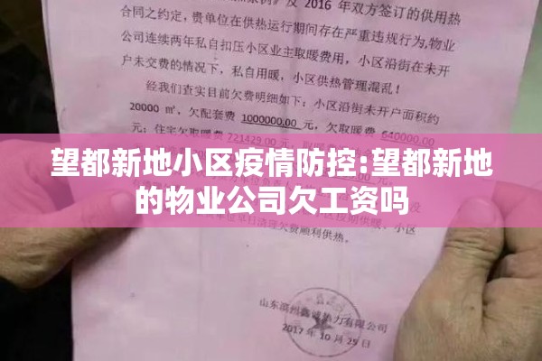 望都新地小区疫情防控:望都新地的物业公司欠工资吗 望都新地小区疫情防控:望都新地的物业公司欠工资吗
